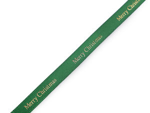 Premium Merry Christmas Metallic Print Satin Ribbon - 9mm Decorative Festive Ribbon for Gift Wrapping, Wreaths & Holiday Crafts