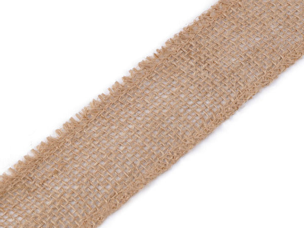 Premium Natural Burlap Jute Ribbon with Sewn Edges (40mm)