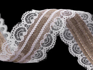 Vintage Lace Jute Ribbon (55mm) for Rustic Crafts, Wreaths, Table Settings, and Gift Wrapping