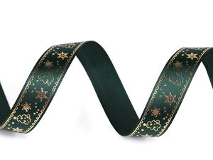 Christmas Satin Ribbon 15mm - Premium Metallic Print Ribbon for Holiday Crafts, Wreaths, and Gift Wrapping