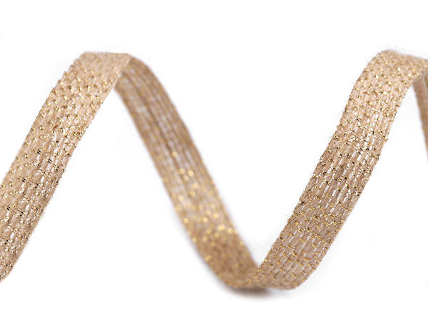 Premium Lurex-Woven Jute Ribbon - 10mm Double-Sided Burlap Trim for Crafts, Weddings, and Holiday Decor