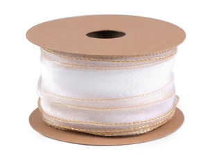 Premium Shimmering Organza Ribbon with Pearl Sheen and Metallic Lurex Trim, 50-60mm