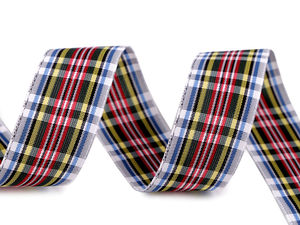 Premium Double-Sided Checkered Ribbon (25mm) – Woven Tartan Trim for Crafts, Gift Wrapping & Floral Decor