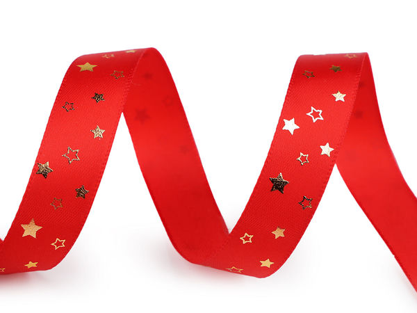 Premium Metallic Star Christmas Satin Ribbon (15mm) - Elegant Holiday Crafting & Gift Wrapping Ribbon