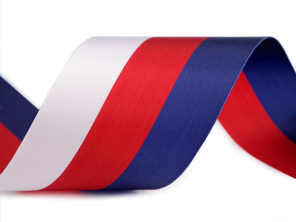 Czech National Tricolor Taffeta Ribbon (50mm Width) - Premium Czech-Made Ceremonial and Medal Ribbon