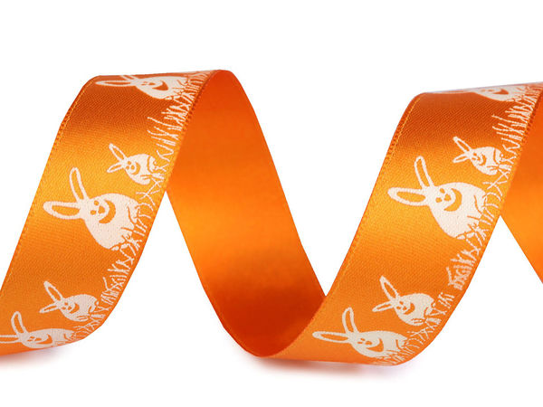 Premium 24mm Easter Bunny Printed Satin Ribbon - Single-Sided Festive Decorative Ribbon for Crafts, Floristry, and Gift Wrapping