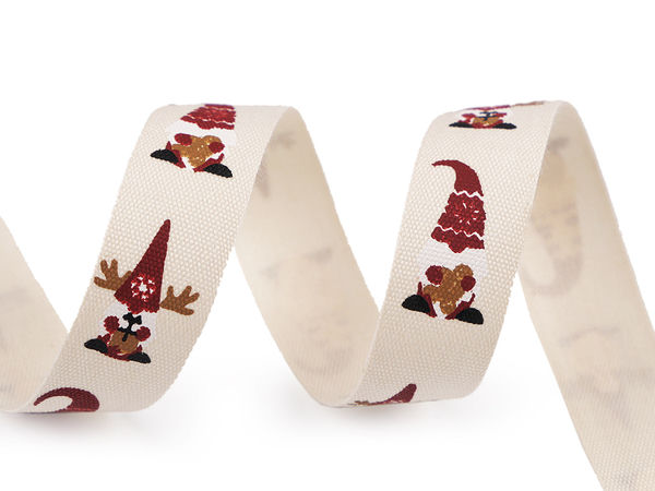 Premium Christmas Cotton Ribbon (15mm Wide) - Festive Patterned Decorative Ribbon for Gift Wrapping, Wreaths, and Table Settings