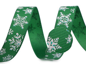 Glittering Christmas Grosgrain Ribbon (15mm) for Gift Wrapping and Holiday Decor
