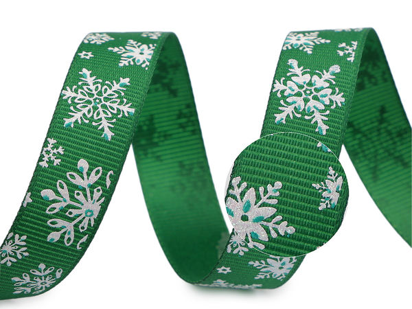 Glittering Christmas Grosgrain Ribbon (15mm) for Gift Wrapping and Holiday Decor