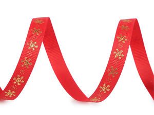 Premium Metallic Snowflake Christmas Grosgrain Ribbon - 10mm Decorative Ribbed Ribbon for Holiday Gift Wrapping, Wreaths & Festive Crafting