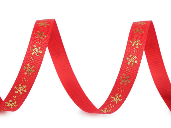 Premium Metallic Snowflake Christmas Grosgrain Ribbon - 10mm Decorative Ribbed Ribbon for Holiday Gift Wrapping, Wreaths & Festive Crafting