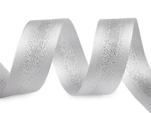 Premium Double-Sided Satin Ribbon with Sparkly Lurex Stripe (25mm Width)