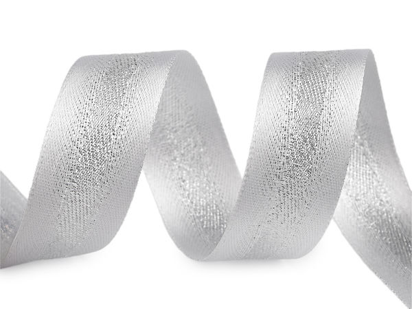 Premium Double-Sided Satin Ribbon with Sparkly Lurex Stripe (25mm Width)