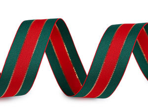 Premium Christmas Ribbon with Gold Lurex - Double-Sided Holiday Deco & Gift Wrapping Ribbon, 25mm