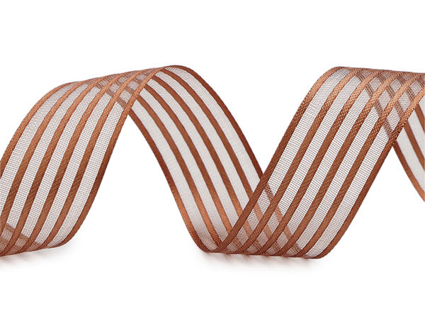 Premium Double-Faced Satin Ribbon with Organza Stripe, 25mm Width – Elegant Craft and Gift Wrapping Ribbon