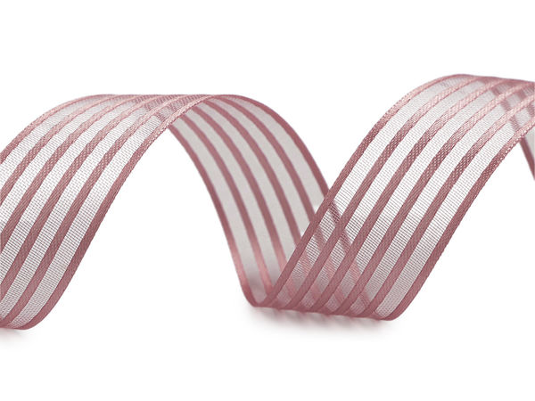 Premium Double-Faced Satin Ribbon with Organza Stripe, 25mm Width – Elegant Craft and Gift Wrapping Ribbon