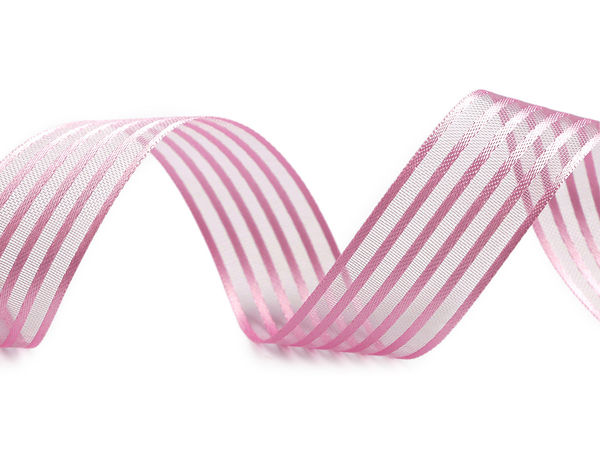 Premium Double-Faced Satin Ribbon with Organza Stripe, 25mm Width – Elegant Craft and Gift Wrapping Ribbon