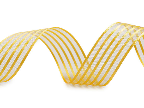 Premium Double-Faced Satin Ribbon with Organza Stripe, 25mm Width – Elegant Craft and Gift Wrapping Ribbon