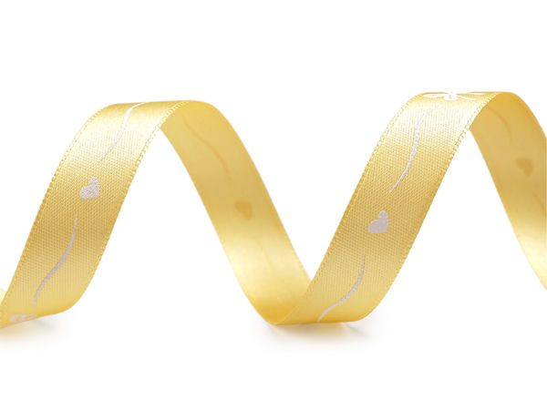 Premium Printed Satin Ribbon (15mm) - Bows & Hearts Decorative Design