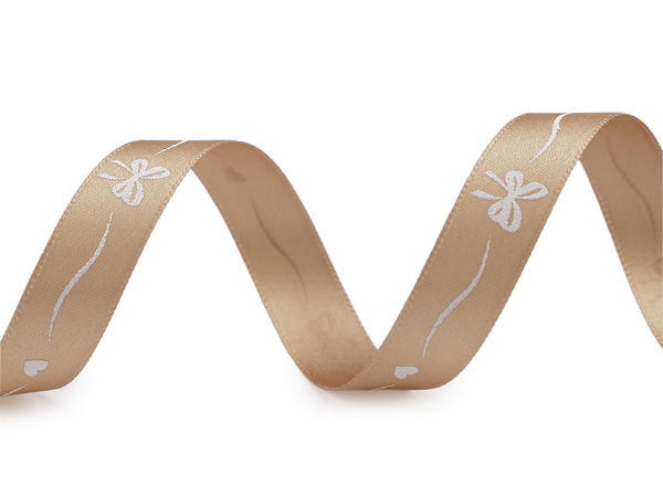 Premium Printed Satin Ribbon (15mm) - Bows & Hearts Decorative Design
