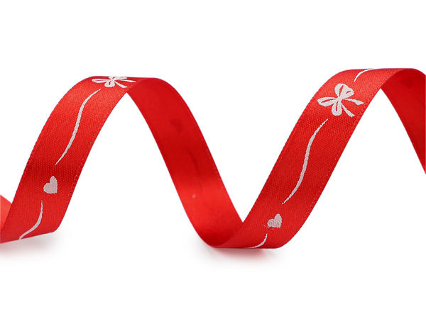 Premium Printed Satin Ribbon (15mm) - Bows & Hearts Decorative Design