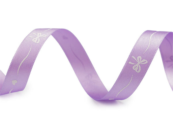 Premium Printed Satin Ribbon (15mm) - Bows & Hearts Decorative Design