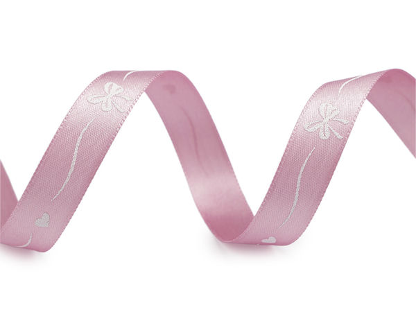 Premium Printed Satin Ribbon (15mm) - Bows & Hearts Decorative Design