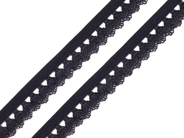 Premium Decorative Lace Elastic Band (15mm) - Soft Tension Elastic Trim for Lingerie, Garments, and Crafts
