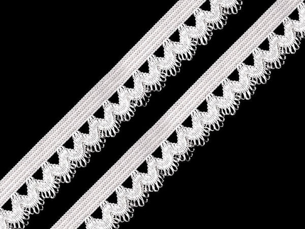 Premium Decorative Lace Elastic Band (15mm) - Soft Tension Elastic Trim for Lingerie, Garments, and Crafts
