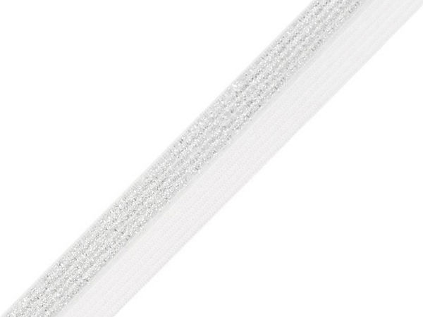 Premium Glitter Fold-Over Elastic Ribbon - 17mm Shimmer Lurex Stretch Trim for Garments and Sewing Crafts