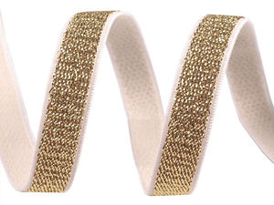 Gold Lurex Lingerie Bra Strap Elastic - 10mm Soft-Tension Metallic Shoulder Ribbon
