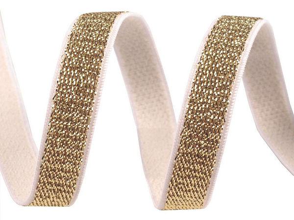 Gold Lurex Lingerie Bra Strap Elastic - 10mm Soft-Tension Metallic Shoulder Ribbon