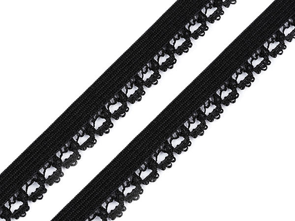Premium Decorative Elastic with Shiny Eyelet Edge Trim - 15mm Width