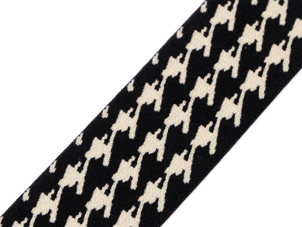Premium Soft Woven Houndstooth Elastic Band (40mm) - Double-Sided Stretch Webbing for Apparel