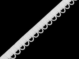 Premium White Elastic Button Loop Trim for Bridal & Formal Wear - 18mm Soft Tension Band