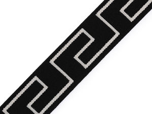 Premium Soft Knit Elastic Band - 30mm (1.2") Width, Black - Patterned Elastic for Waistbands, Lingerie, and Apparel