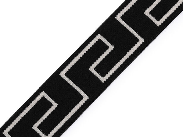 Premium Soft Knit Elastic Band - 30mm (1.2") Width, Black - Patterned Elastic for Waistbands, Lingerie, and Apparel