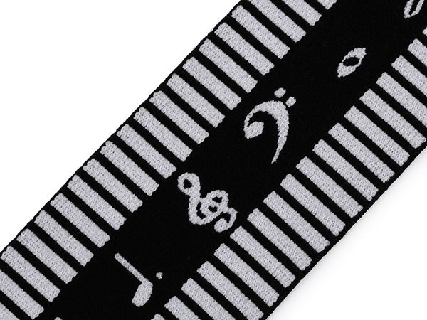 Premium Wide Soft Elastic Band with Music Notes Pattern (60mm) - Durable Stretch for Garments, Waistbands, and Apparel Edging
