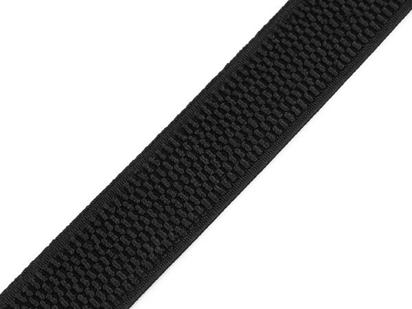 Premium 25mm Black Structured Knit Elastic Band for Waistbands, Skirts, and Belts