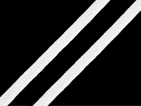 Premium White Cotton Flat Braid Tape - 5mm Width Cord for Garments, Crafts, and Infant Drawstrings