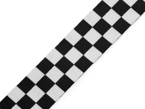 Premium Double-Sided Checkerboard Polyester Webbing Strap, 38mm Width - Smooth Shiny Decorative Ribbon for Bags, Backpacks, and Upholstery