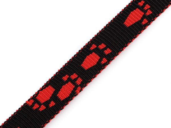 15mm Reversible Paw Print Polypropylene Webbing Strap for Collars, Leashes & Bags