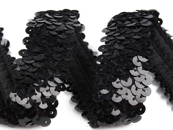 Premium Elastic Sequin Trim Braid - Stretch Metallic Sequin Ribbon for Costumes, Apparel, and Headbands