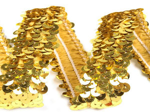Premium Elastic Sequin Trim Braid - Stretch Metallic Sequin Ribbon for Costumes, Apparel, and Headbands