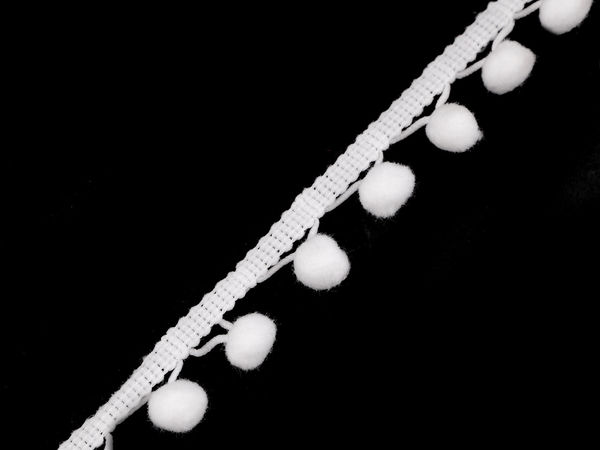 Premium Pom Pom Fringe Trim (20mm Width, 10mm Pom Poms) - Versatile Haberdashery Braid for Sewing and Crafts