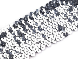 Premium Elastic Sequin Trim Ribbon (45mm Width) - Stretch Sequined Braid for Costumes, Dresses, and Crafts