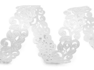 Premium White Laser-Cut Satin Braid Trimming (22mm) - Elegant Decorative Ribbon for Bridal, Apparel, and Crafts