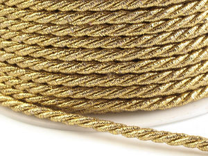 Premium Metallic Twisted Cord with Lurex (3mm) - High-Gloss 3-Ply Decorative String for Jewelry Making, Crafting, and Upholstery