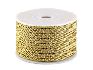 Premium Gold Twisted Lurex Cord 2.5mm - High-Gloss Decorative Metallic String for Jewelry, Textiles, and Upholstery