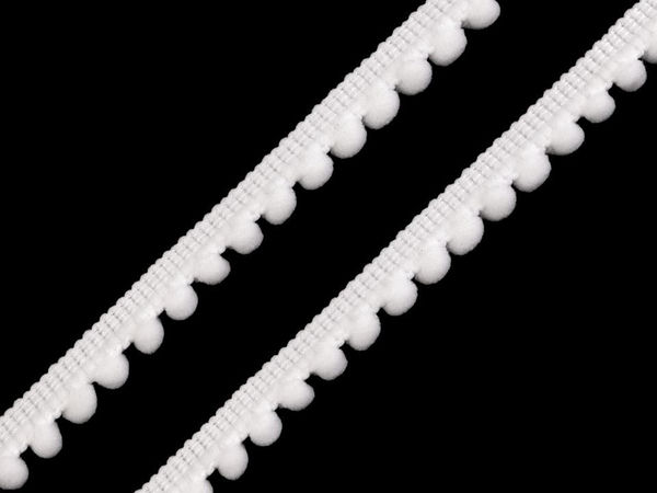 Premium Pom Pom Trimming Braid (11mm Width) – Decorative Ribbon Trim for Sewing, Apparel, and Home Decor